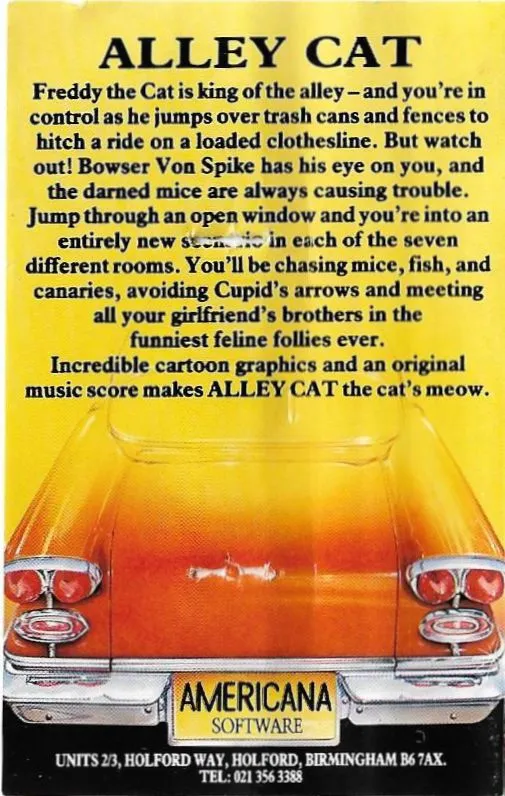 Oryginalna okładka Alley Cat – Atari XL/XE