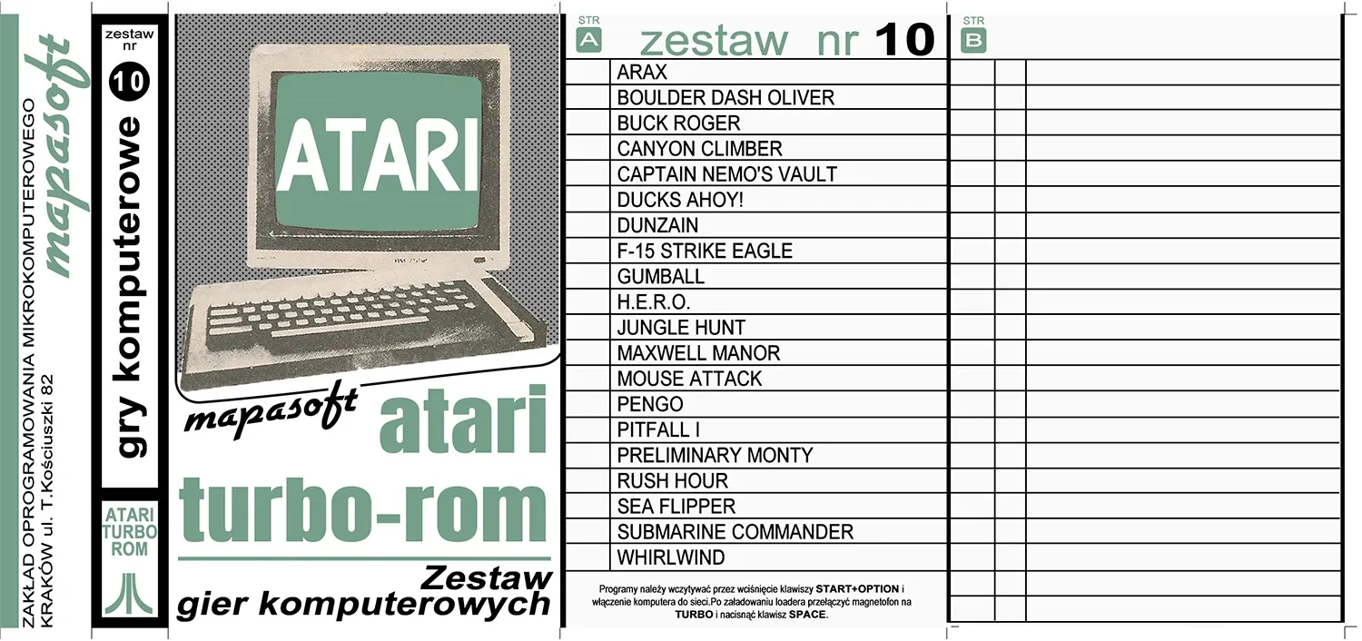 Okładka kasety - MapaSoft Turbo ROM zestaw 10