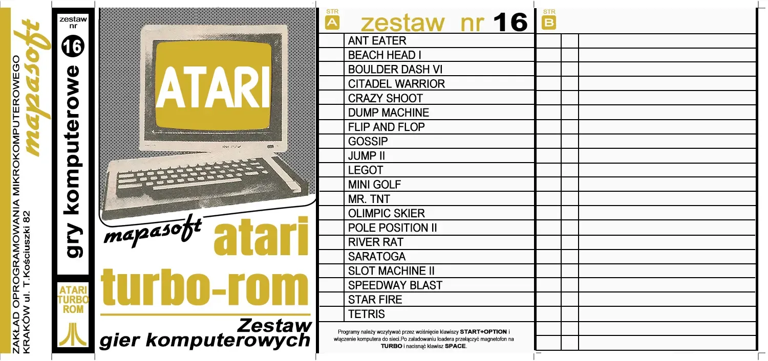 Okładka kasety - MapaSoft Turbo ROM zestaw 16
