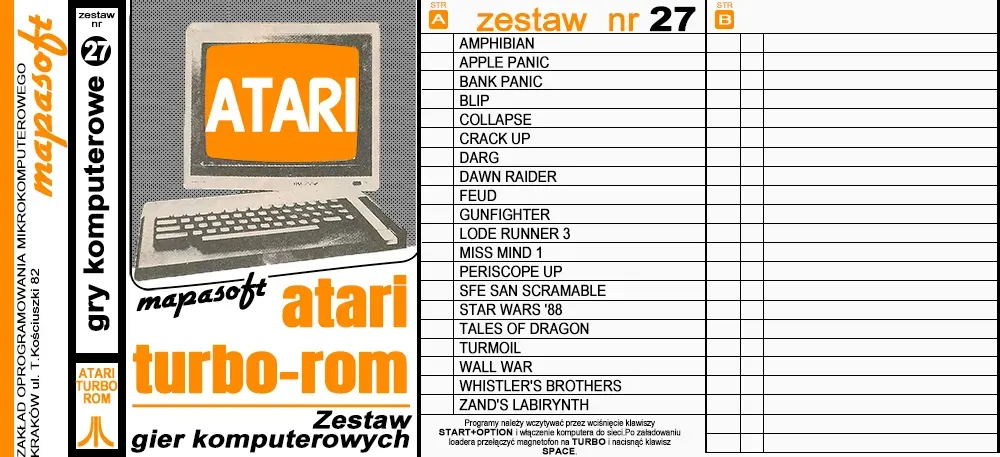 Okładka kasety - MapaSoft Turbo ROM zestaw 27